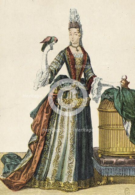 Walking and Evening Dress, between circa 1695 and circa 1702. Creator: Nicolas Bonnart.