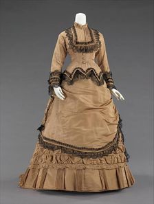 Walking dress, American, 1870-75. Creator: Unknown