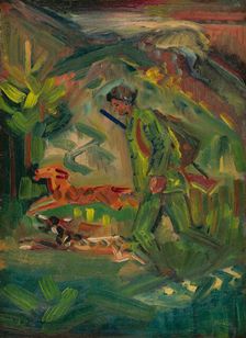 Walking Hunter with Dogs, 1940-1944. Creator: Arnold Peter Weisz-Kubincan