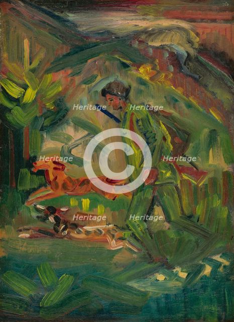 Walking Hunter with Dogs, 1940-1944. Creator: Arnold Peter Weisz-Kubincan.