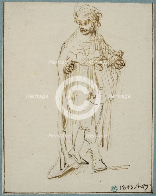 Walking man in oriental costume, c1630s. Creator: Rembrandt Harmensz van Rijn.