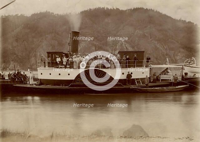 Walking on the steamer "Lieutenant Malygin" G.N. Fedotova and members of her group...,1897. Creator: Unknown.