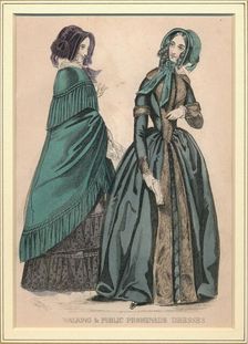 Walking & Public Promenade Dresses c19th century. Creator: Unknown