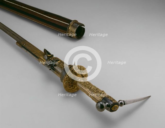 Walking Stick-Hammer-Sword-Wheellock Pistol, Augsburg, 1590/1600. Creator: Unknown.