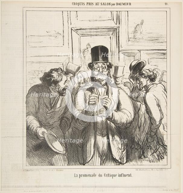 Walk-through of an influential critic, from 'Sketches from the Salon,' published ..., June 24, 1865. Creator: Honore Daumier.