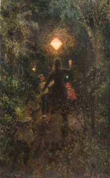 Walk with paper lamp