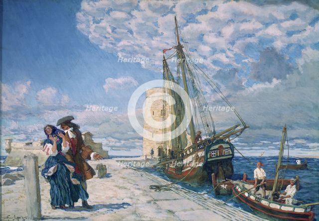 Walk along the pier promenade, 1908. Artist: Lanceray (Lansere), Evgeny Evgenyevich (1875-1946)