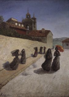 Walk beside the church oil on canvas by Dario Regoyos