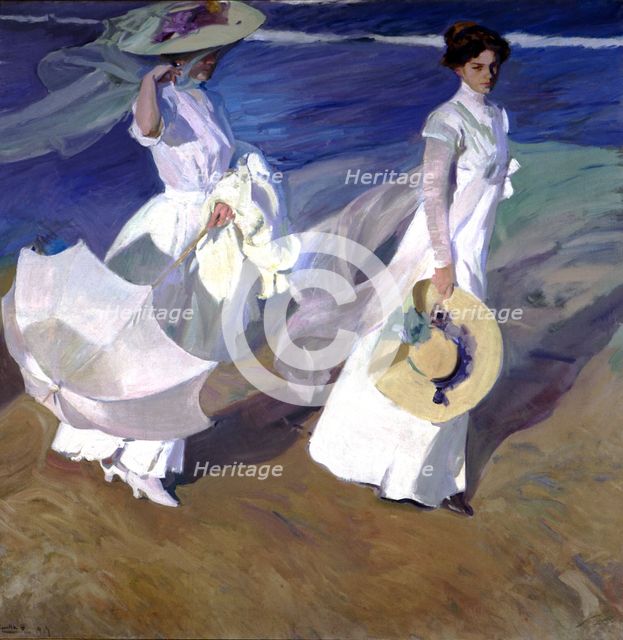  'Walk by the sea', Oil, 1909 by Joaquin Sorolla.