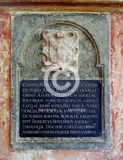 Wall tablet,St Michael's church, Stanton Harcourt, Oxfordshire, 1999. Artist: EH/RCHME staff photographer