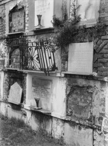 Wall tombs of the old St. Louis Cemetery, New Orleans, between 1920 and 1926. Creator: Arnold Genthe