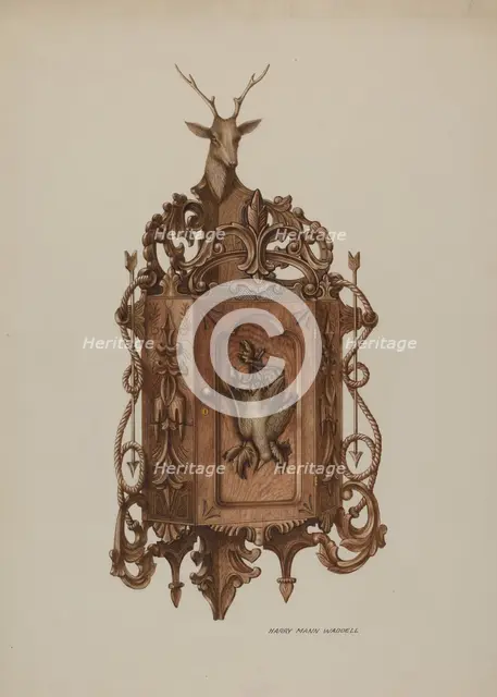 Wall Cabinet, Hand Carved, c. 1937. Creator: Harry Mann Waddell.