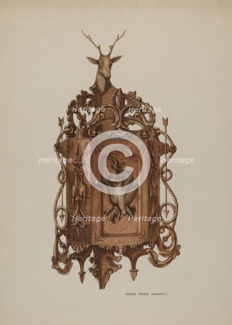 Wall Cabinet, Hand Carved, c. 1937. Creator: Harry Mann Waddell.