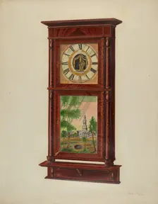Wall Clock with Mantel, c. 1939. Creator: Richard Taylor