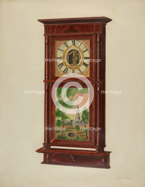 Wall Clock with Mantel, c. 1939. Creator: Richard Taylor.