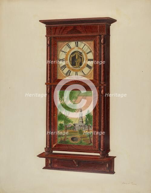 Wall Clock with Mantel, c. 1939. Creator: Richard Taylor.