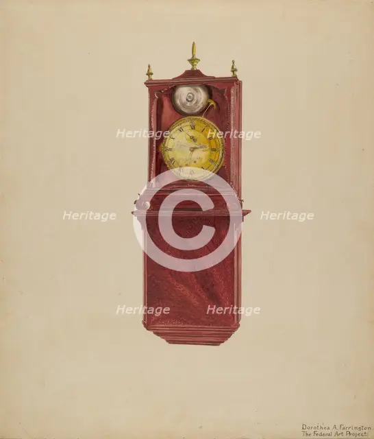 Wall Clock Antique, c. 1938. Creator: Jordan E..