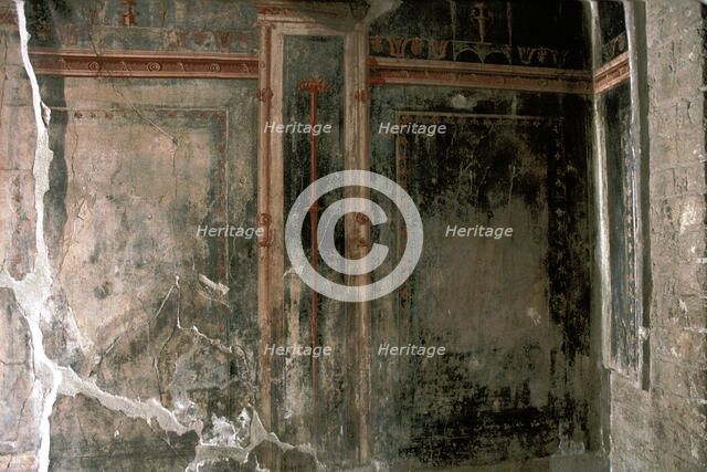 Wall decoration in a house in the Roman town of Herculaneum, Italy. Artist: Unknown