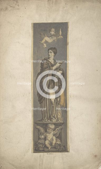 Wall Decoration with Allegorical Figure of Riches, 19th century. Creator: Anon.