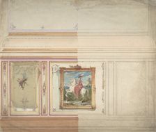 Wall Design including an Equestrienne Portrait, 19th century. Creator: Anon