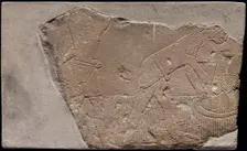 Wall Fragment from a Tomb Depicting a Harvest Scene, Egypt, First Intermediate Period, Dynasties 9.. Creator: Unknown