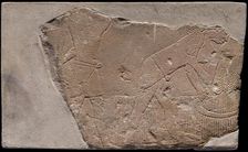 Wall Fragment from a Tomb Depicting a Harvest Scene, Egypt, First Intermediate Period, Dynasties 9.. Creator: Unknown