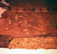 Wall-hanging of griffin attacking an elk, from Kurgan, Northern Mongolia, c1st century BC
