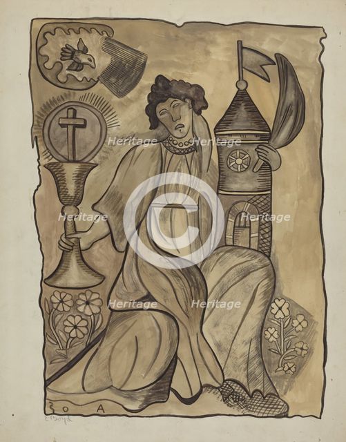 Wall Hanging of Santa Barbara, c. 1936. Creator: E. Boyd.