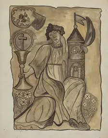 Wall Hanging of Santa Barbara, c. 1936. Creator: E. Boyd