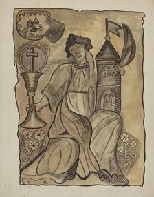 Wall Hanging of Santa Barbara, c. 1936. Creator: E. Boyd