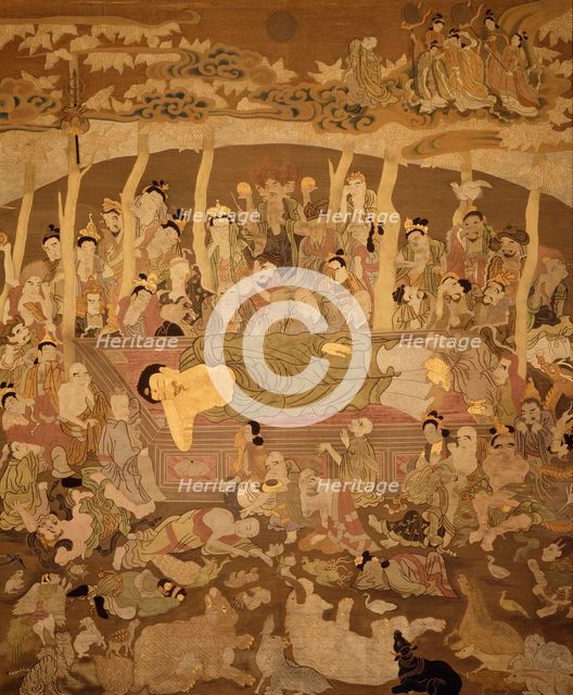 Wall Hanging Depicting the Death of the Buddha (Paranirvana), c1795. Creator: Wu Daozi.
