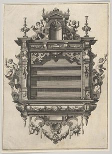Wall-mounted Shelf Unit from Verscheyden Schrynwerck (...) ['Plusieurs Menuiseries (...)'], 1658. Creator: Paul Vredeman de Vries