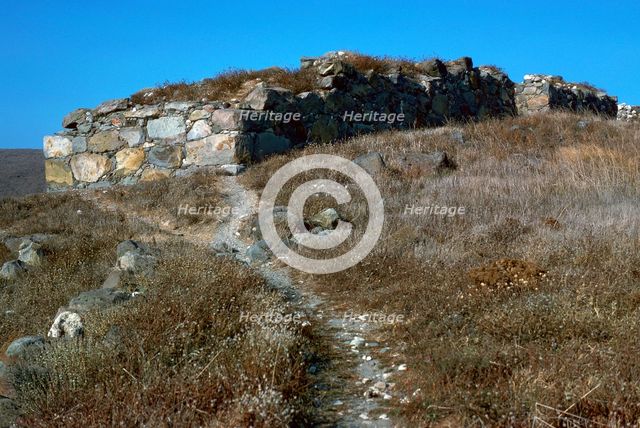 Wall of the pre-historic site at Phyllakopi on Milos, 31st century BC. Artist: Unknown