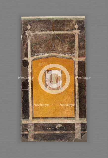 Wall Panel from a Black Ground Frescoed Room, A.D. 1-50. Creator: Unknown.