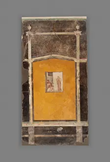 Wall Panel from a Black Ground Frescoed Room, A.D. 1-50. Creator: Unknown