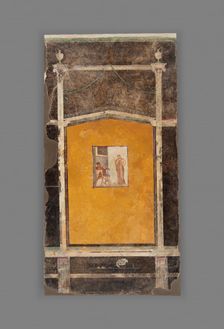 Wall Panel from a Black Ground Frescoed Room, A.D. 1-50. Creator: Unknown
