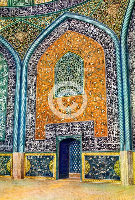 Wall panel in the mosque of Sheikh Lutfullah, Isfahan, Iran, 1931.Artist: Harold E Hare