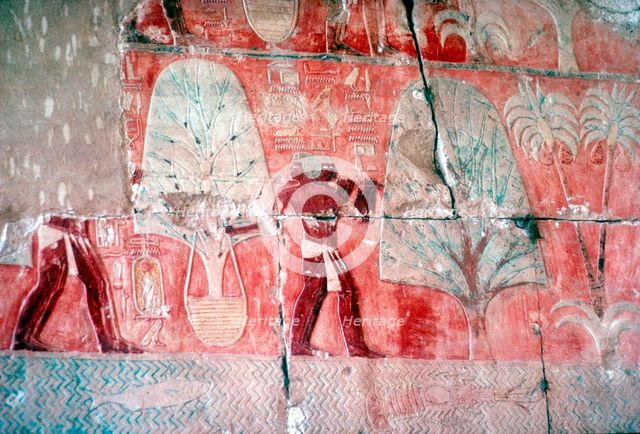 Wall painting:returning from the expedition, Temple of Queen Hatshepsut, Luxor, Egypt, c1470 BC. Artist: Unknown