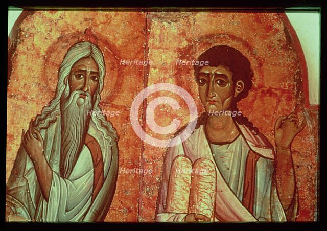 Wall Paintings of St. Catherine's Monastery in Sinai, God and Moses with the Tablets.