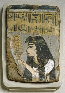 Wall Painting: Woman Holding a Sistrum, c1250-1200 BCE. Creator: Unknown