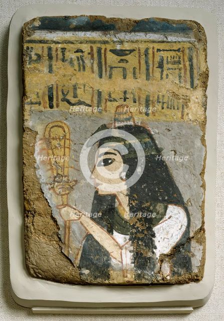 Wall Painting: Woman Holding a Sistrum, c1250-1200 BCE. Creator: Unknown.