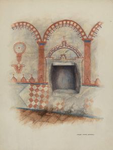 Wall Painting and Baptismal Niche, 1938. Creator: Harry Mann Waddell