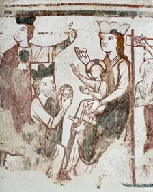 Wall painting, Church of St Nicholas, Pinvin, Worcestershire, c2006. Artist: James O Davies