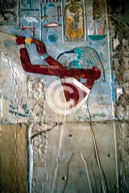 Wall painting depicting the god Thoth, temple of Rameses III, Medinet Habu, Egypt, c1187-c1156 BC. Artist: Unknown