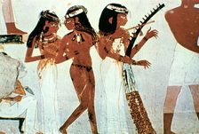 Wall Painting, Detail, Group of Musicians, Tomb of Nakht, Thebes