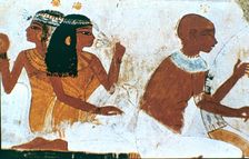 Wall Painting, Detail of The Deceased Couple, Tomb of Nakht, Thebes