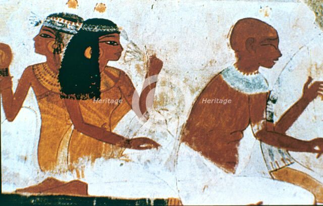 Wall Painting, Detail of The Deceased Couple, Tomb of Nakht, Thebes Artist: Unknown
