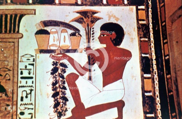 Wall Painting, Detail, Servant with Offerings, Chapel of Menna, Thebes Artist: Unknown