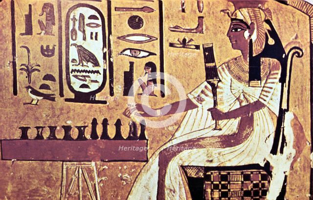 Wall painting from the tomb of Nefertari, Thebes, Ancient Egypt, 19th Dynasty, 13th century BC. Artist: Unknown