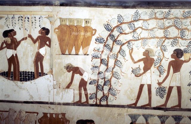 Wall painting from the tomb of the scribe Menna, Thebes, Ancient Egyptian, 18th dynasty. Artist: Unknown